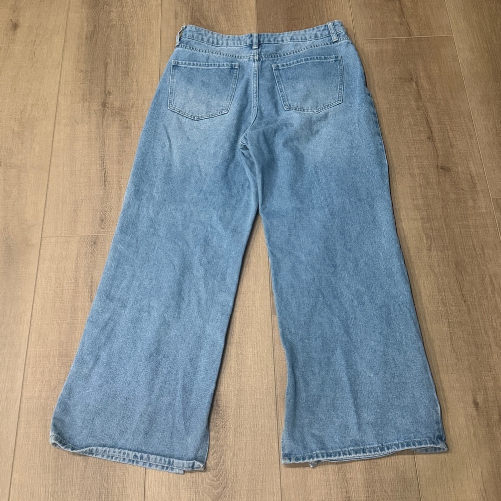 HH Los Angeles Blue Jeans Split Ankles 30x27.5 Flared Wide Baggy Barrel Stretchy - Picture 4 of 10